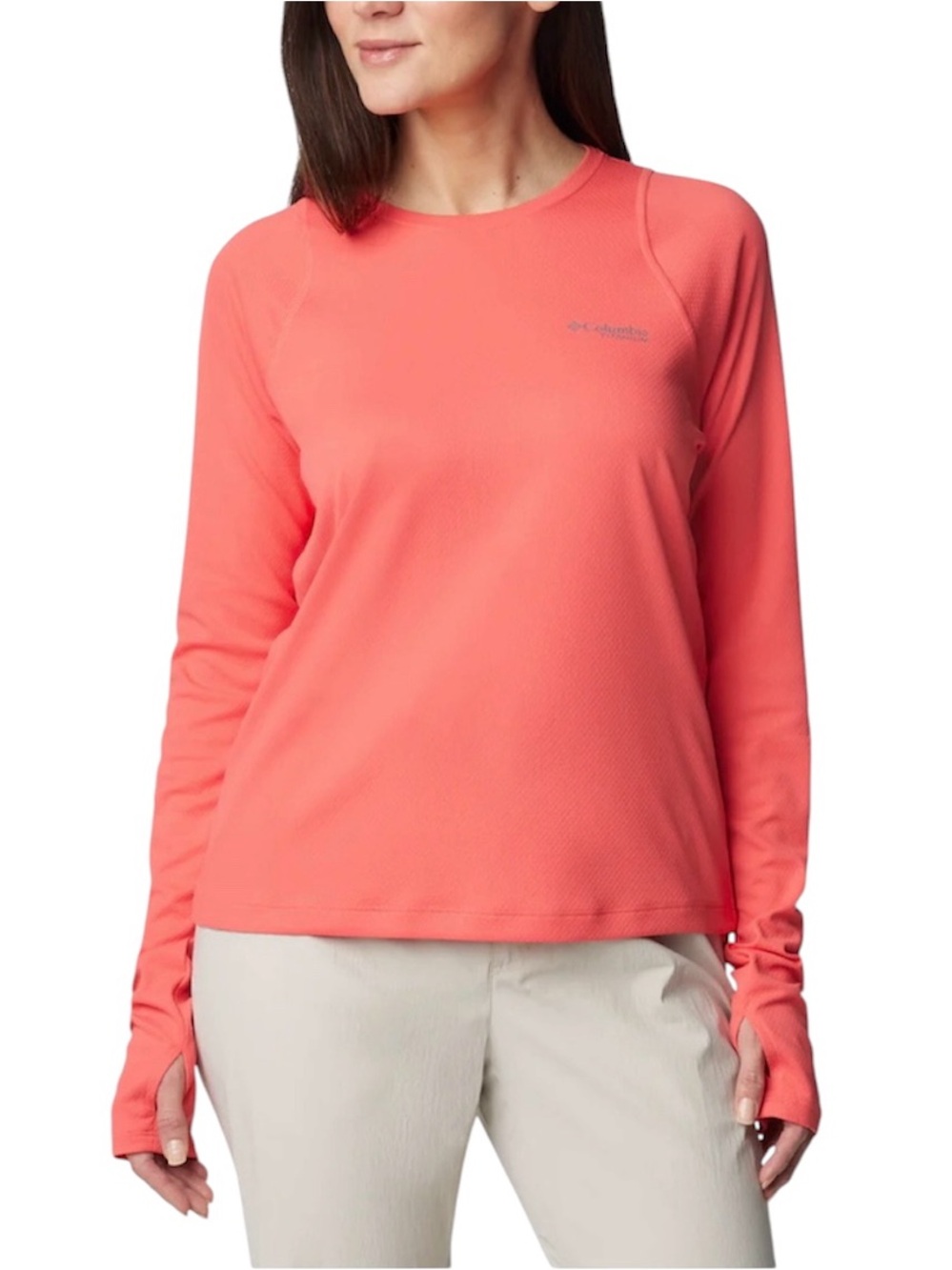 Columbia Titanium Coral Crewneck Long-Sleeve Performance Top Size Large